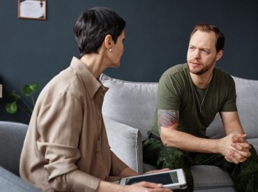Client beginning therapy for anxiety during first counseling session