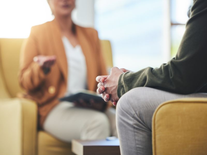 Client discussing feelings of outgrowing your life during therapy session