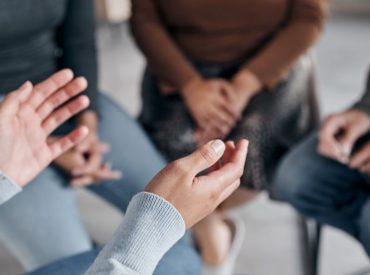Group discussion during decision making therapy session